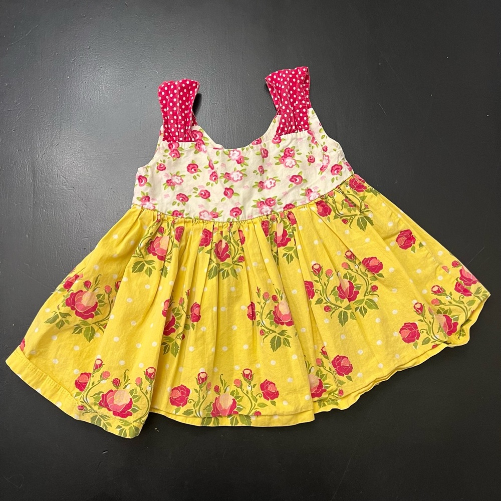 Jelly The Pug Yellow Pink Darling Lily Floral Polka Dot CottageCore Tunic Blouse